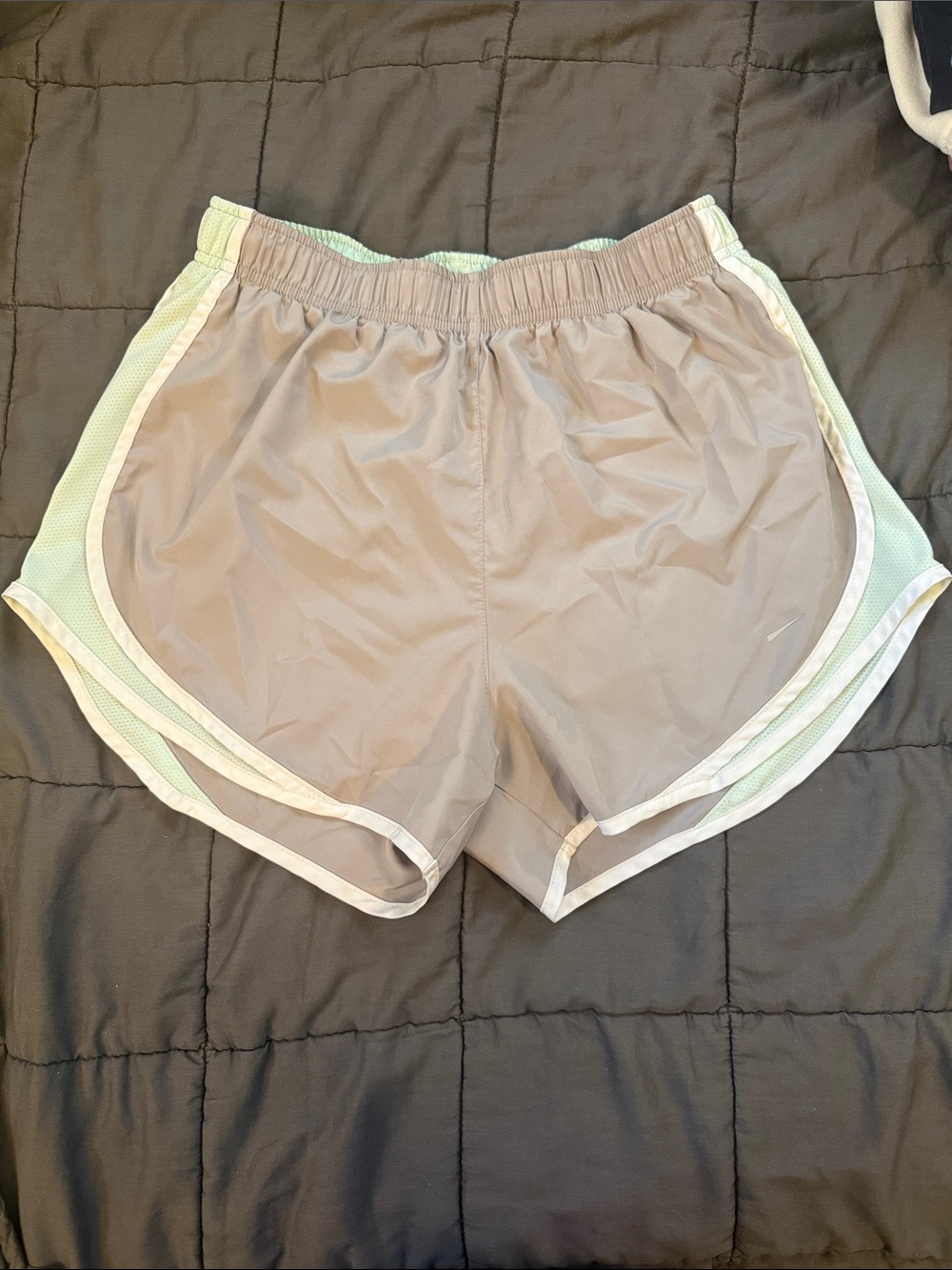 Light Gray Women's Athletic Shorts with Mint Trim